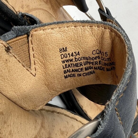 Born Cloudburst Captiva Sandals Womens 8.0 M Black Leather Loop Toe Flats Slide - Picture 8 of 8